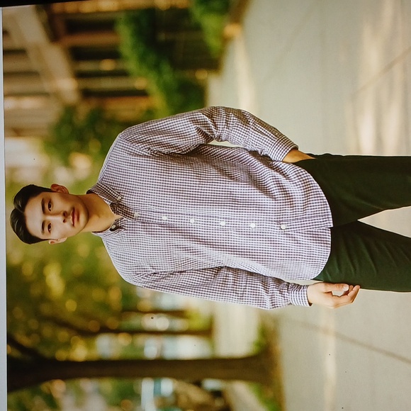 IZOD Longsleeve Colorful Plaid button-up 16/ 32-33 Slim Fit EUC - Picture 3 of 6